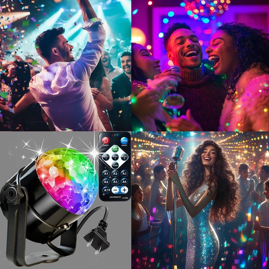 Foto: Roterende discobal muziekgestuurd en afstandsbediening discolamp disco licht volwassenen discobal kinderen discolampen ronddraaiend feestartikelen party lights voor buiten party laser home room dance parties karaoke halloween christmas birthday