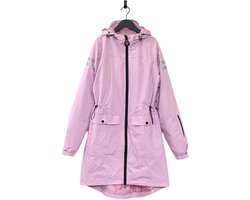 Ducksday - Regenjas Dames - Waterdicht - Met Capuchon - Reflecterend - Half Lang Model - Gevoerd - Lila Roze 40/42