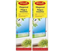 Aeroxon raam plakstrips - 8x - 21 cm - vliegenvanger - vliegenstrips - milieuvriendelijk - Anti-insect - Insectenbestrijding