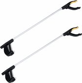 Zwerfvuilgrijper/afvalgrijper zwart/grijs - 2x - 76 cm - kunststof - Grijparmen - Vuilnisgrijpers