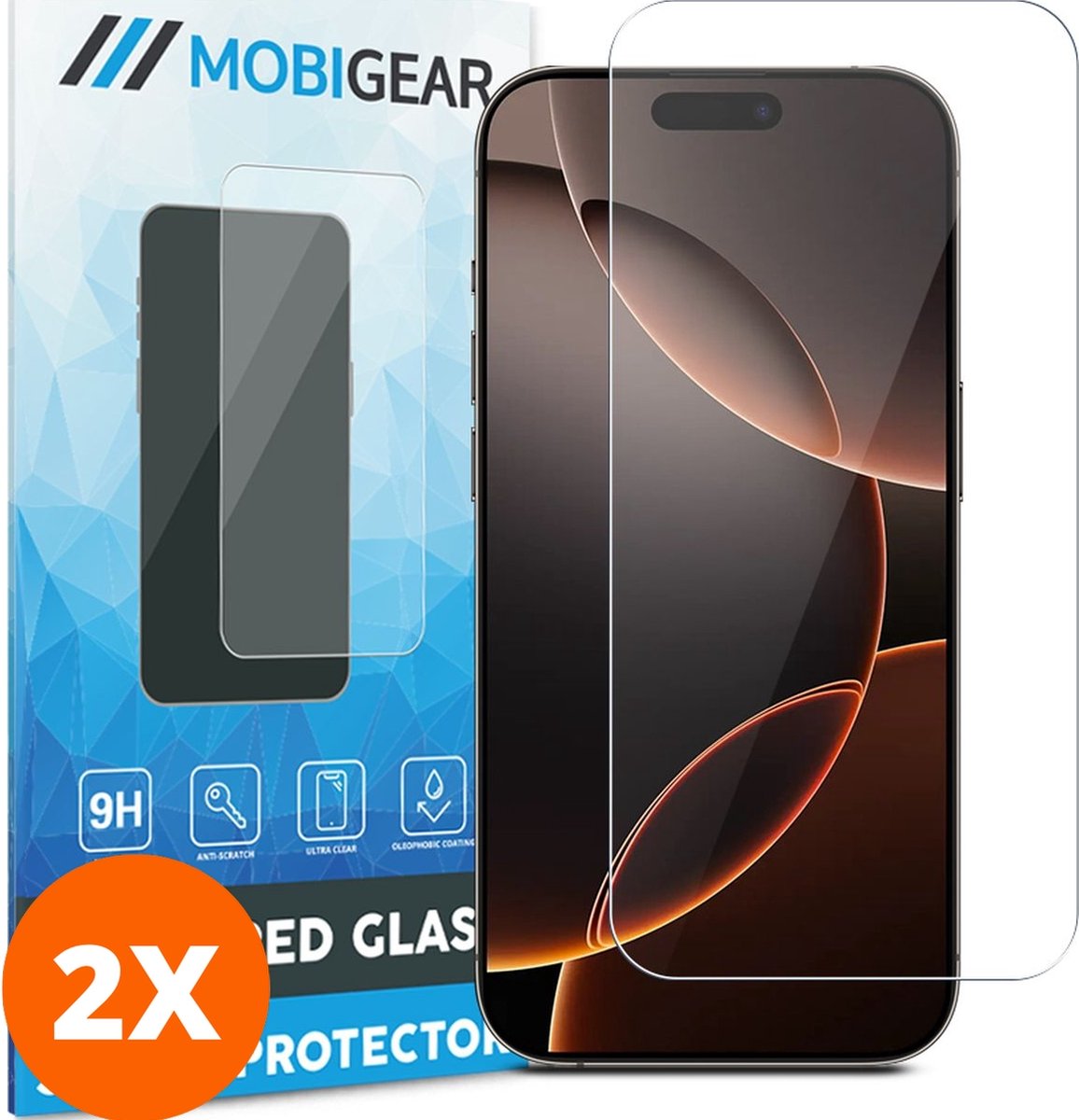 Mobigear Screenprotector geschikt voor Apple iPhone 16 Pro Max Glazen | Mobigear Screenprotector - Case Friendly (2-Pack)