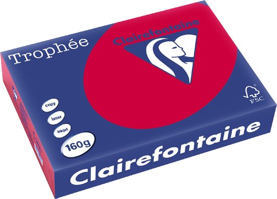 Foto: Clairefontaine troph e intens a4 kersenrood 120 g 250 vel