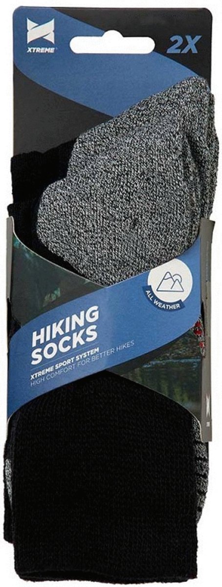 Xtreme Wandelsokken Hiking Katoen 2-pak Zwart