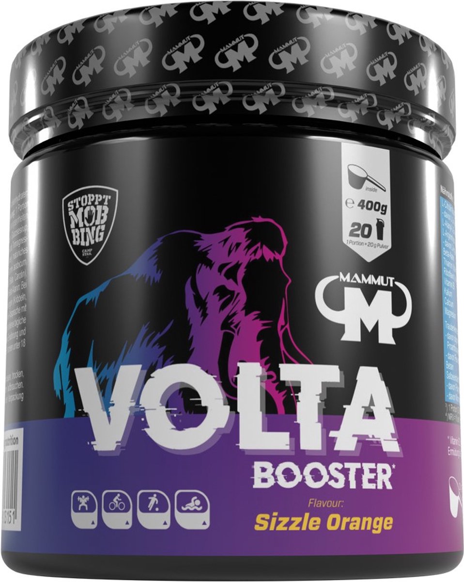 Goedkoopste Volta Pre-Workout Booster 400g - trainingsbooster met citrulline, arginine, beta-alanine, mineralen, vitamines en kruiden | Mammut Nutrition