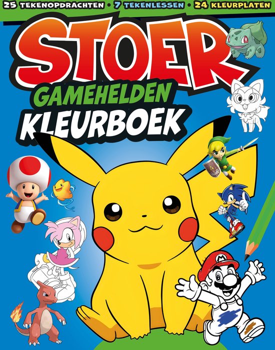 STOER Gamehelden Kleurboek - Kleurboek Pokémon - Tekenboek Gamehelden - Pokémon - Tekenen - Pokemon - Knutselen - Vakantieboek - Zomerboek - Cadeau voor Jongens