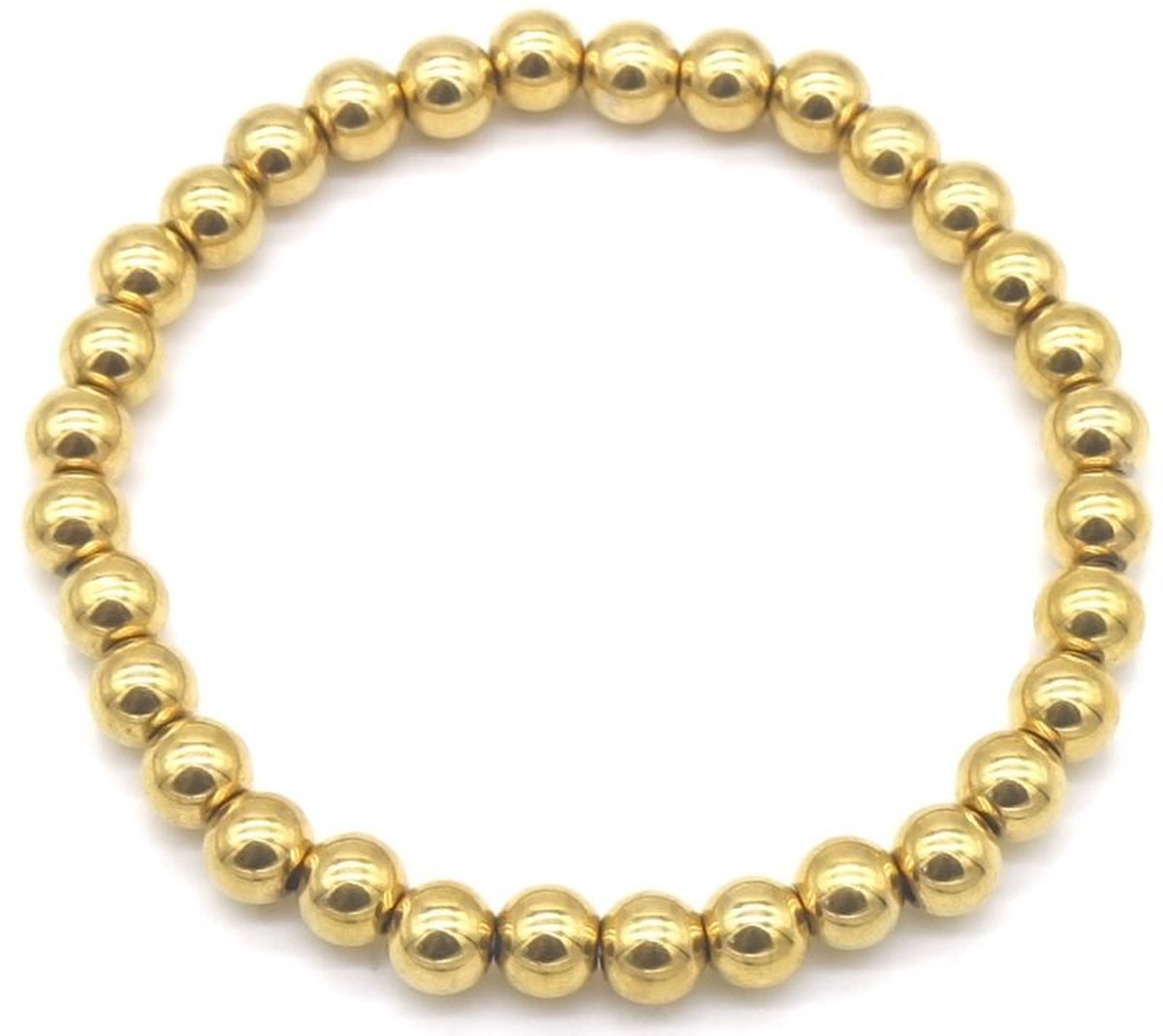 Armbandje - kralen - - sieraad - accessoire - elastiek - goudkleurig - hip - trendy - tijdloos - chique - feest - cadeau - dames - vrouwen - unisex - feestdagen - verjaardag