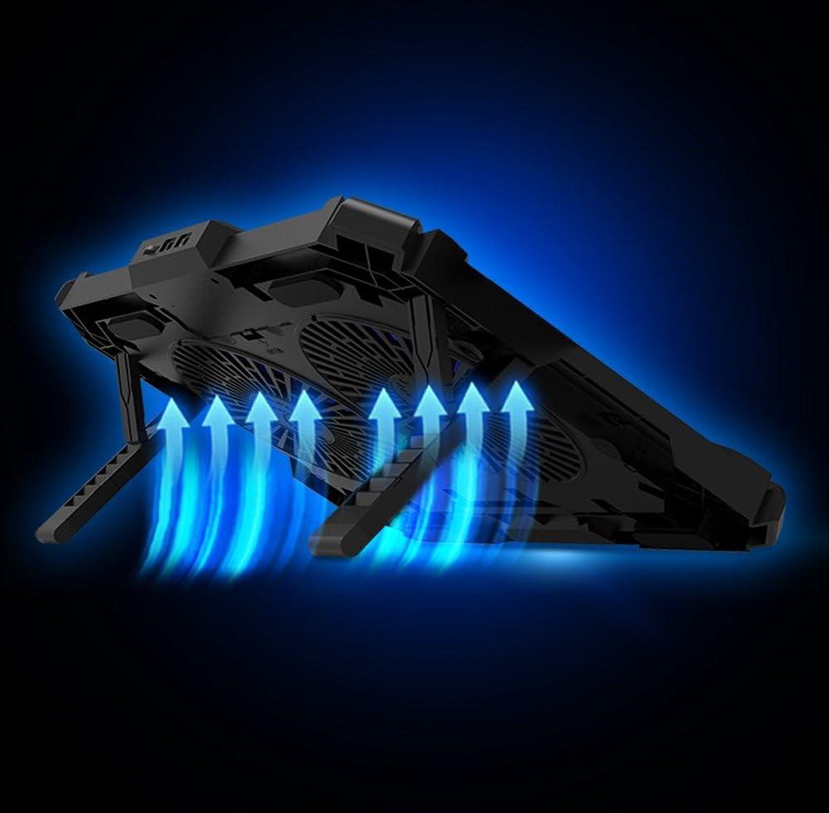 Laptop Cooling Pad with Dual 120mm Fan - Blue LED Lights - USB Ports - Support Up to 17" Laptops - Adjustable Height - Adjustable Fan Speed - Effective Protection