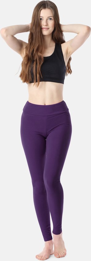 Merry Style Dames Lange Leggings - Sport - Vrijetijdsbroek - Lange - Sporbroek - van Katonen - Brede Taille - MS-MS10-429-LE - Violet - S