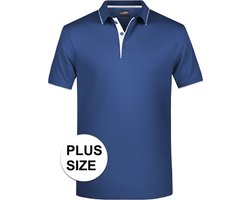 Poloshirt - grote maat - navy/wit - Golf Pro premium - heren - polo's - shirts - plus size herenkleding - Werk/zakelijke polo t-shirt XXXL