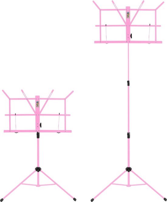 Foto: Opvouwbare muziekstandaard mad about ma ms05 draagbare bladmuziekhouder roze met draagtas