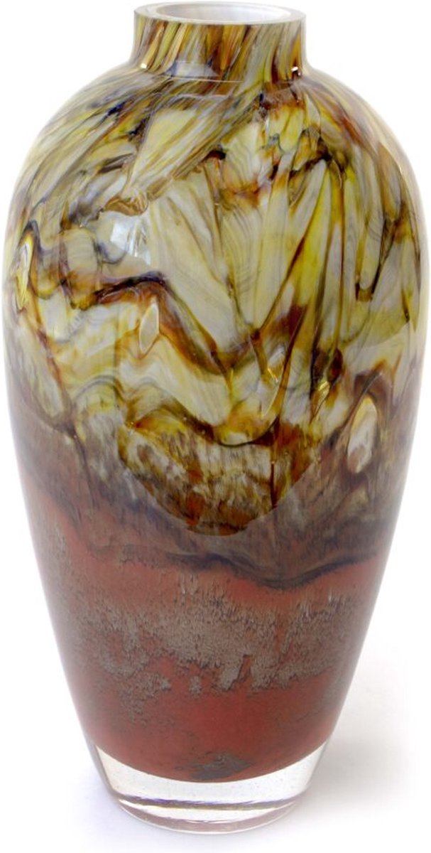 Design vaas / bloemenvaas luxe fire rood mondgeblazen handgeschilderd