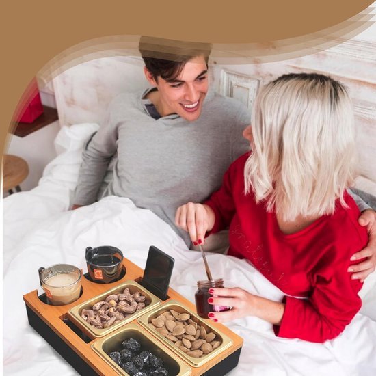 Eetdienblad Bank Dienblad Voor Op De Bank - Snackbox Met Roestvrijstalen Schalen En Afneembaar Deksel Bank Organizer Voor Woonkamer