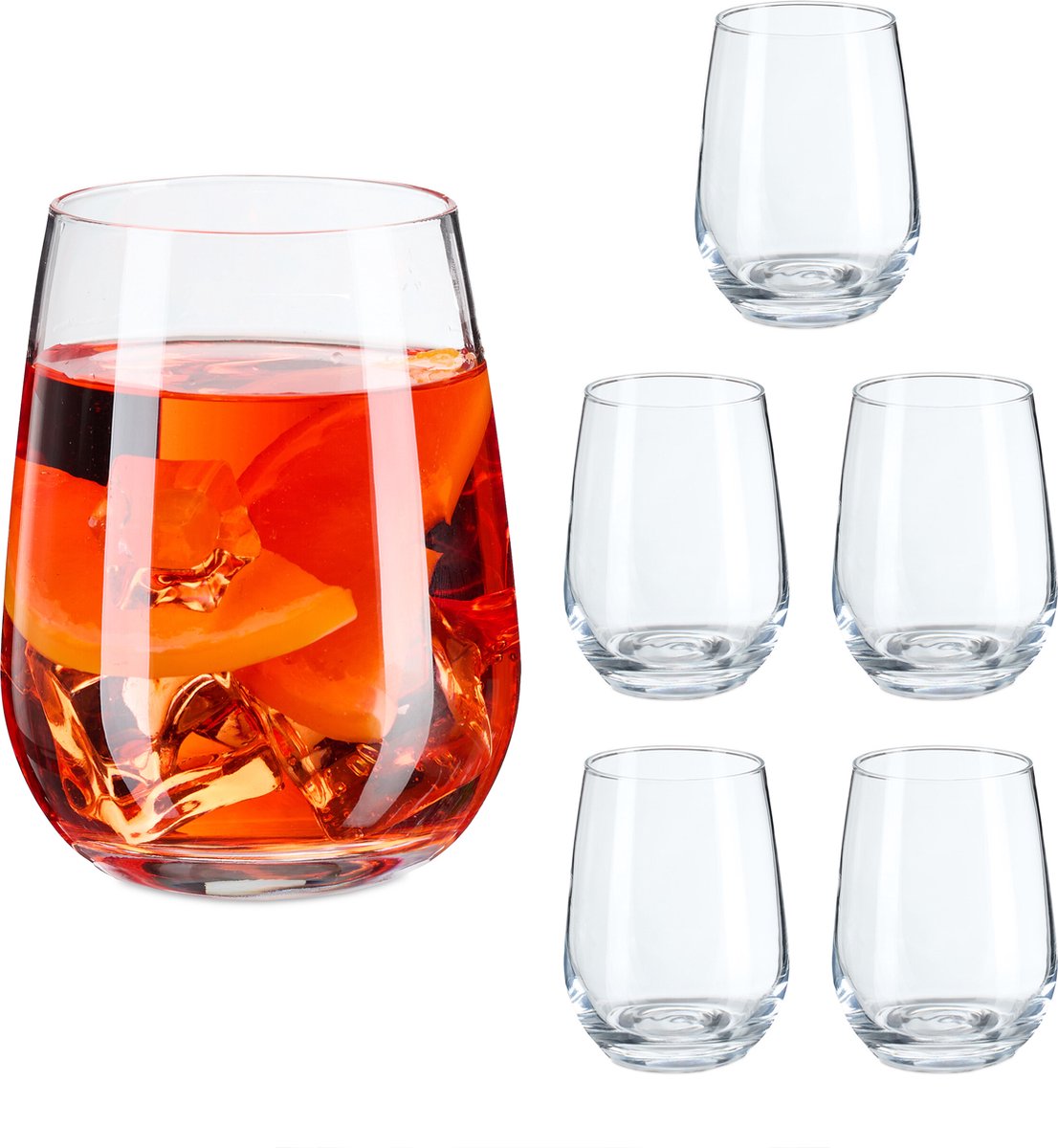 drinkglazen - set van 6 - 455 ml - vaatwasserbestendig - glas - transparant