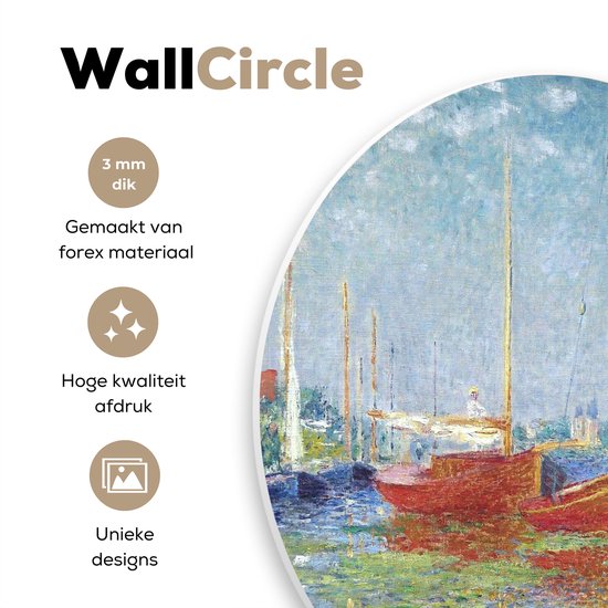 Cercle Mural - Cercle Mural Intérieur - Bateaux Rouges à Argenteuil - Tableau de Claude Monet - ⌀ 90 cm - Décoration murale - Peintures Ronds