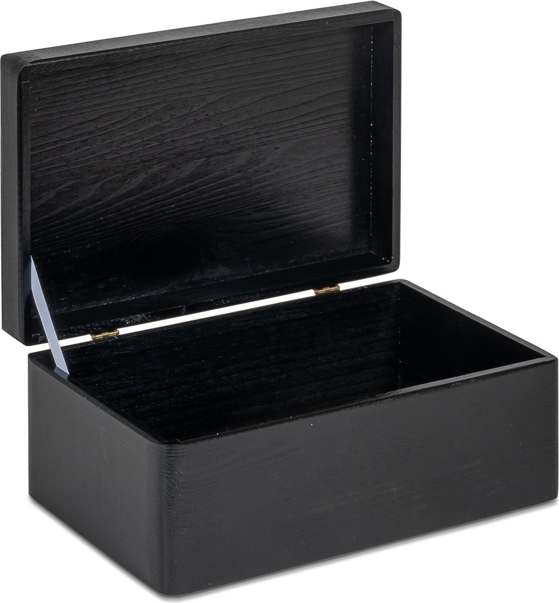 HAUDT® Houten kist zwart KIM mini mét klepdeksel - 30 x 20 x 13 cm - zwart- opbergkist hout