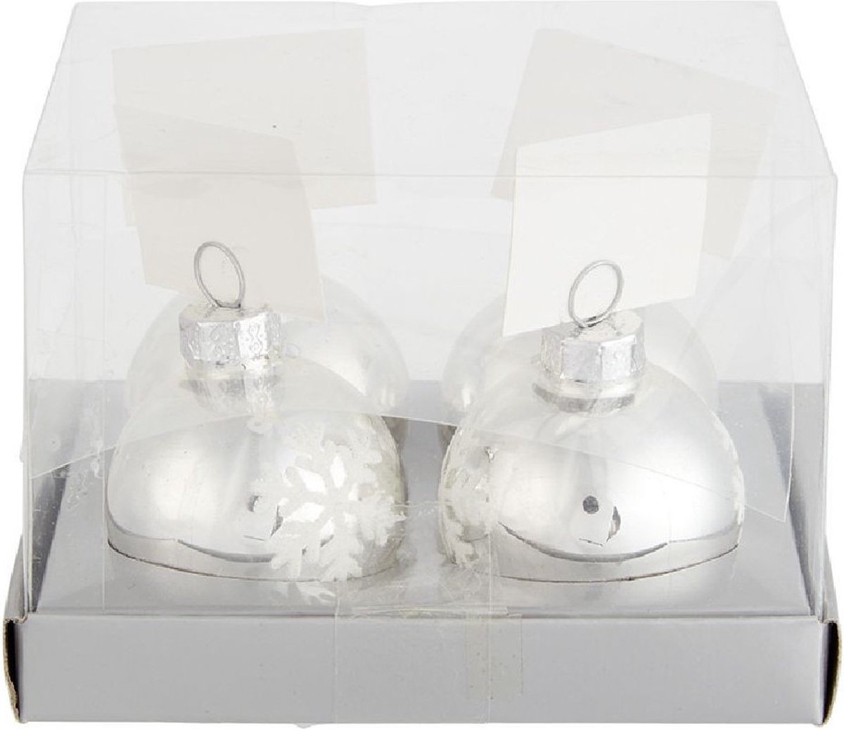 Gifi Diffusion - Zilveren kerstbal met naamplaatje - 4 stuks - Ø4 cm