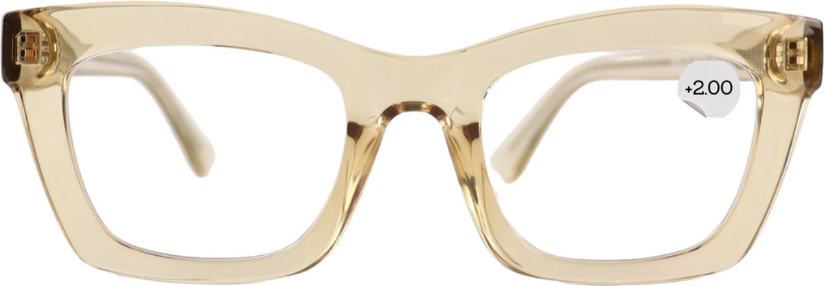 Montour Leesbril - FIENE - plus 2.00 - Vierkant Model - Beige - Dames - Heren - Unisex