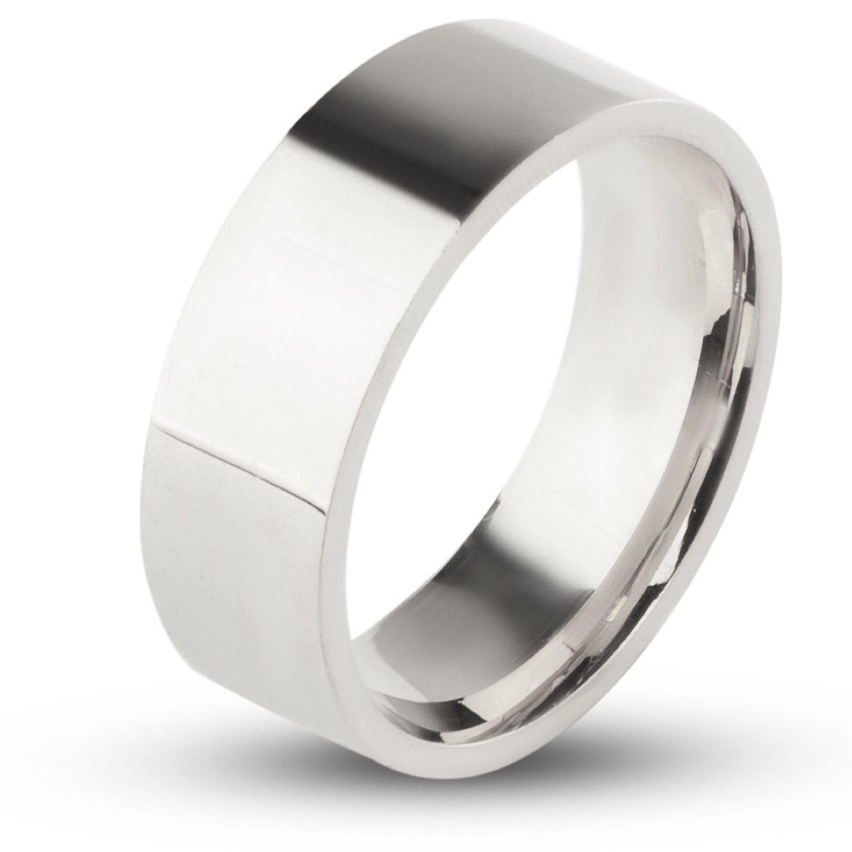 Ring - Hoogglans Zilver Kleurig - 8mm - Staal - Dames Heren - Mannen Ringen - Papa Cadeau Voor Mannen - Vaderdag