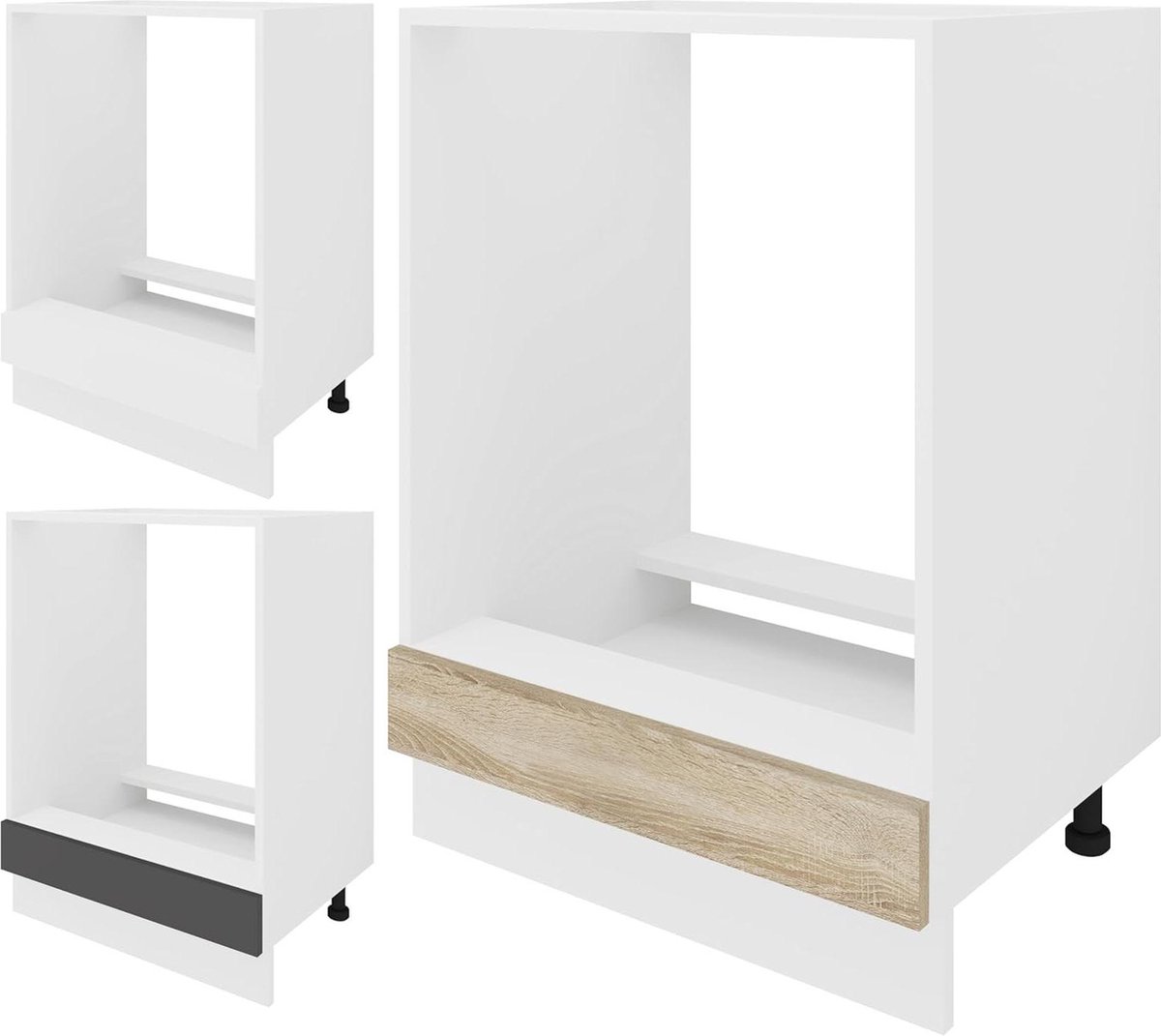 Ovenkast houtmateriaal wit-sonoma-eiken one-size met HTML content nodig magnetronkast