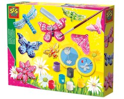 foto van SES - Gieten en schilderen - Vlinders en glitter - sneldrogend - met vormpjes, gips, verf, penseel en glitterlijm - knutselen meisjes