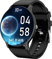 Kiraal Fit 5 - Smartwatch dames - Smartwatch Heren - Stappenteller - Full Screen - Fitness Tracker - Activity Tracker - Smartwatch Android & IOS - Zwart