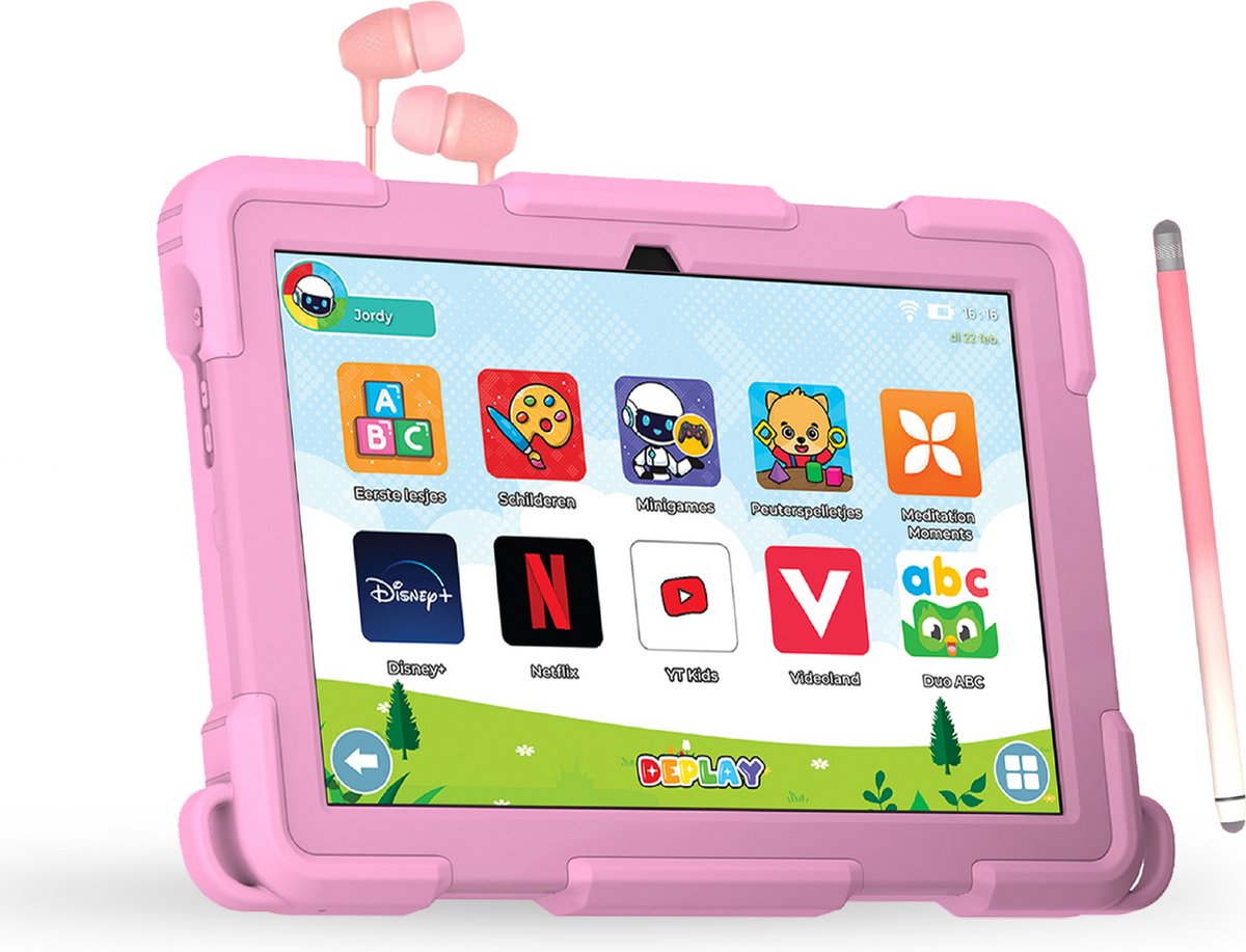 DEPLAY Kids Tablet PRO 4 - Kindertablet - Kindertablet vanaf 3 jaar - 6000 mAh Batterij - Ouderlijk toezicht - Pen, Beschermhoes & Screenprotector - Android 14 - Tablet Kinderen - 10 Inch - Roze