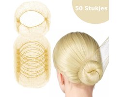 PigMig Haarnetjes Blond - Haarnetje Ballet & Paardrijden - Onzichtbaar Elastisch Knotnet - 50 Stuks - Nylon 55 cm