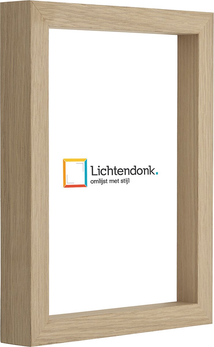 Lichtendonk Fotolijst - Eiken - 3 cm hoog profiel - Fotomaat 11x15 - Ontspiegeld ACRYLITE® - Art.nr. 10106411511153 Naturel