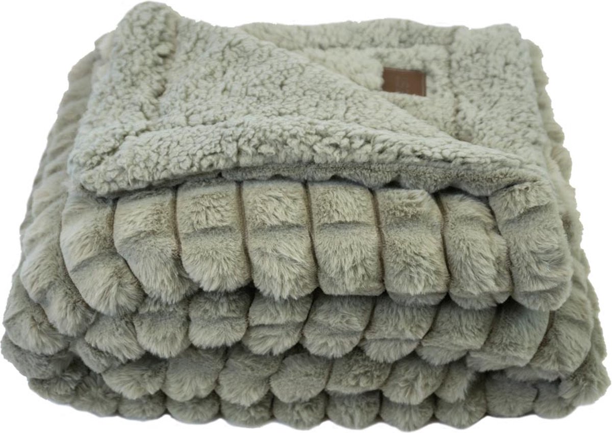 Zest - Fleecedeken - Fleeceplaid - Taupe - Dubbele zachte vacht zijde - Pluist niet - Stevige kwaliteit - Plaid voor op de bank, bed of woonkamer decoratie - 150 x 125 cm - Houdt warmte goed vast