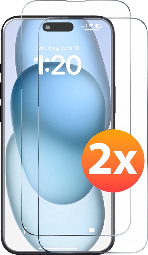 Geschikt voor iPhone 15 / iPhone 15 Pro Screenprotector Tempered Gehard beschermglas - 2 stuks screen protector