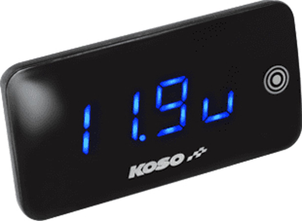 Temperatuurmeter + voltmeter Koso Slim Line New Generation blauw
