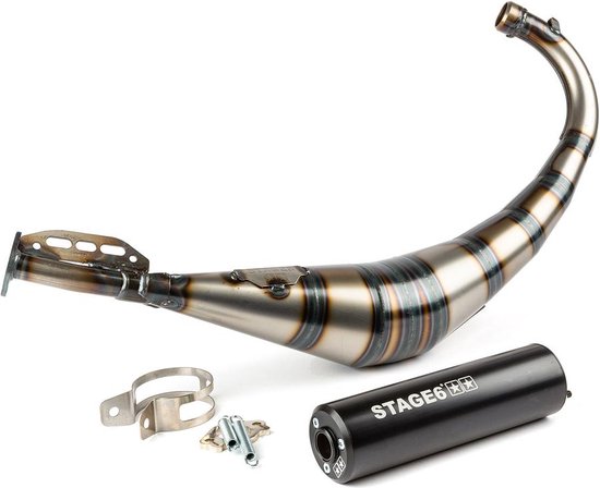 Uitlaat Stage6 streetrace onderlangs Derbi Senda / Minarelli AM6 zwart ...