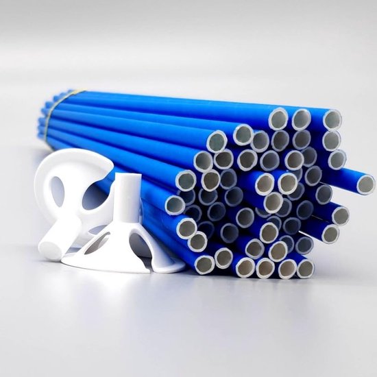 100 (±) x ballonstaafjes karton BIO BLAUW kartonnen stokjes voor ballonnen x (37cm) / tiges à ballons BLEUES