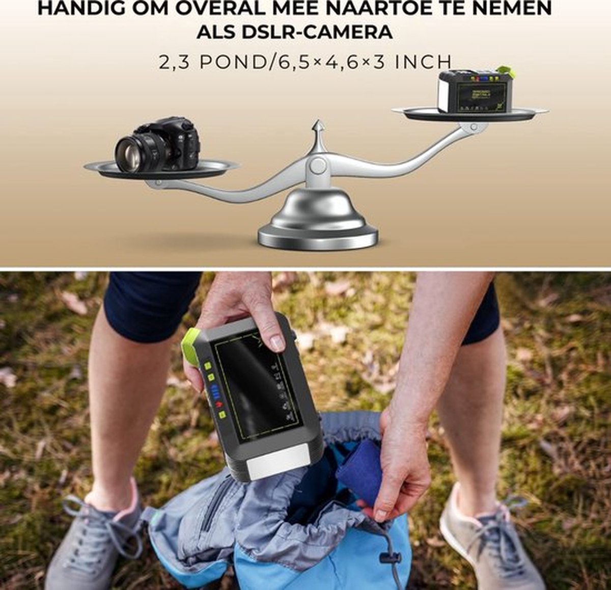 Luxe Stroomgenerator – Externe Oplader Powerbank – Powerstation met Zaklamp – Generator 80W – Met SOS Modus – Draagbaar Design – Grijs – foto 8