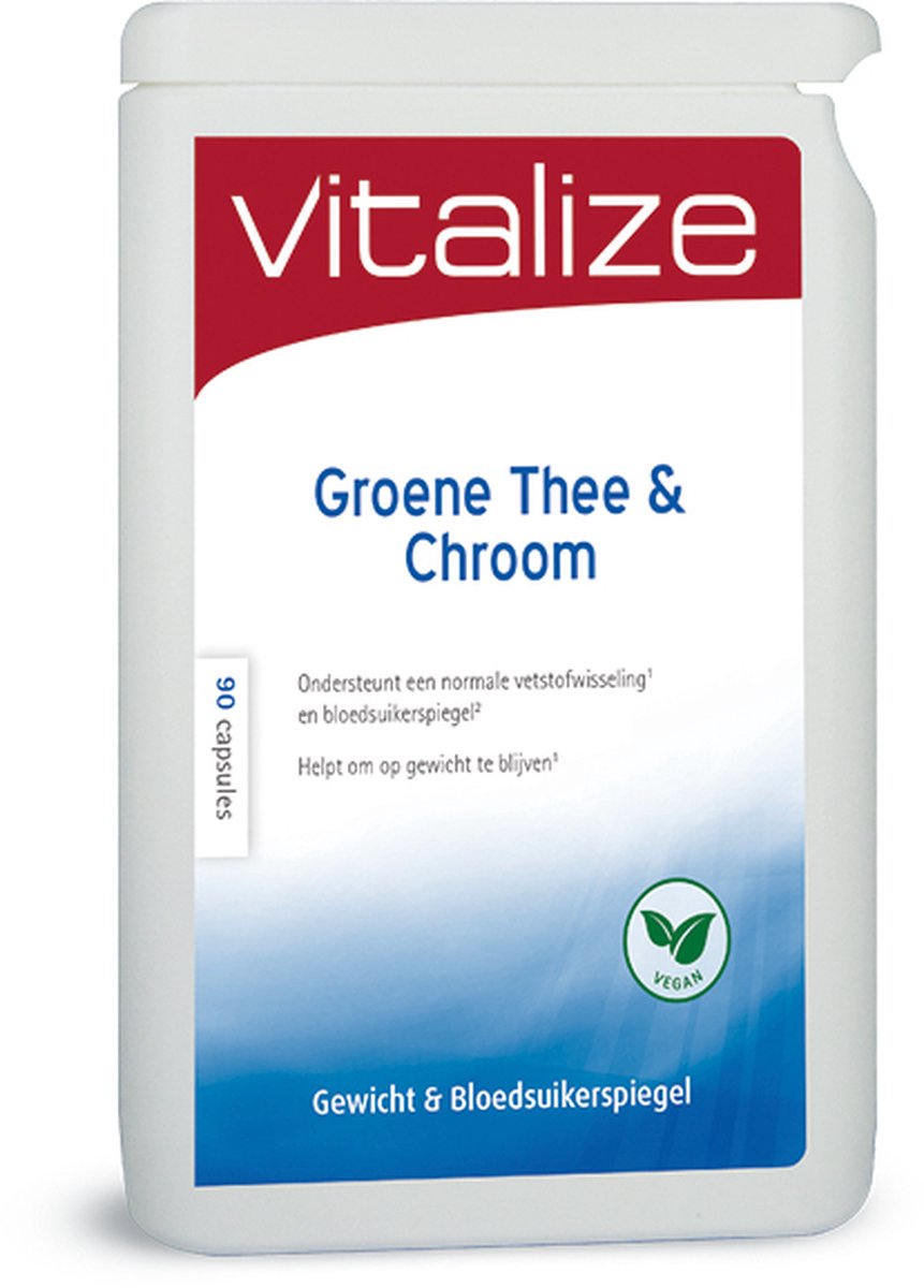 Goedkoopste Vitalize Groene Thee & Chroom 90 capsules | Helpt om op gewicht te blijven - Ondersteunt een normale vetstofwisseling¹