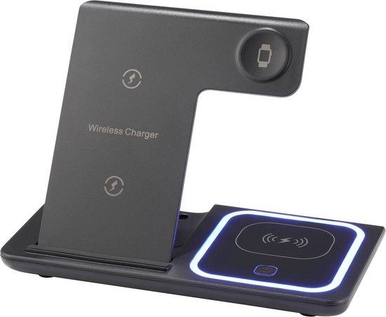 Renkforce RF-QiWC3in1-01 Chargeur sans fil Max. Chargez 3 appareils simultanément, Adapté aux équipements Qi, Avec charge rapide