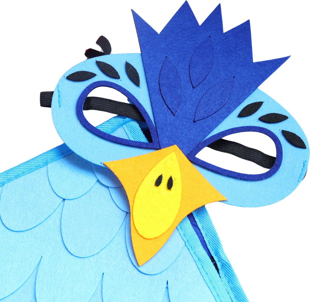 Joya Kids® Vogel Verkleedcape en Masker Blauw | Cape met Masker van Vilt | Vilten Verkleedset | Verkleden Paradijsvogel | Meisje en Jongen Verkleedkleding | Cape Set | Carnaval en Halloween Outfit Kinderen — afbeelding 13