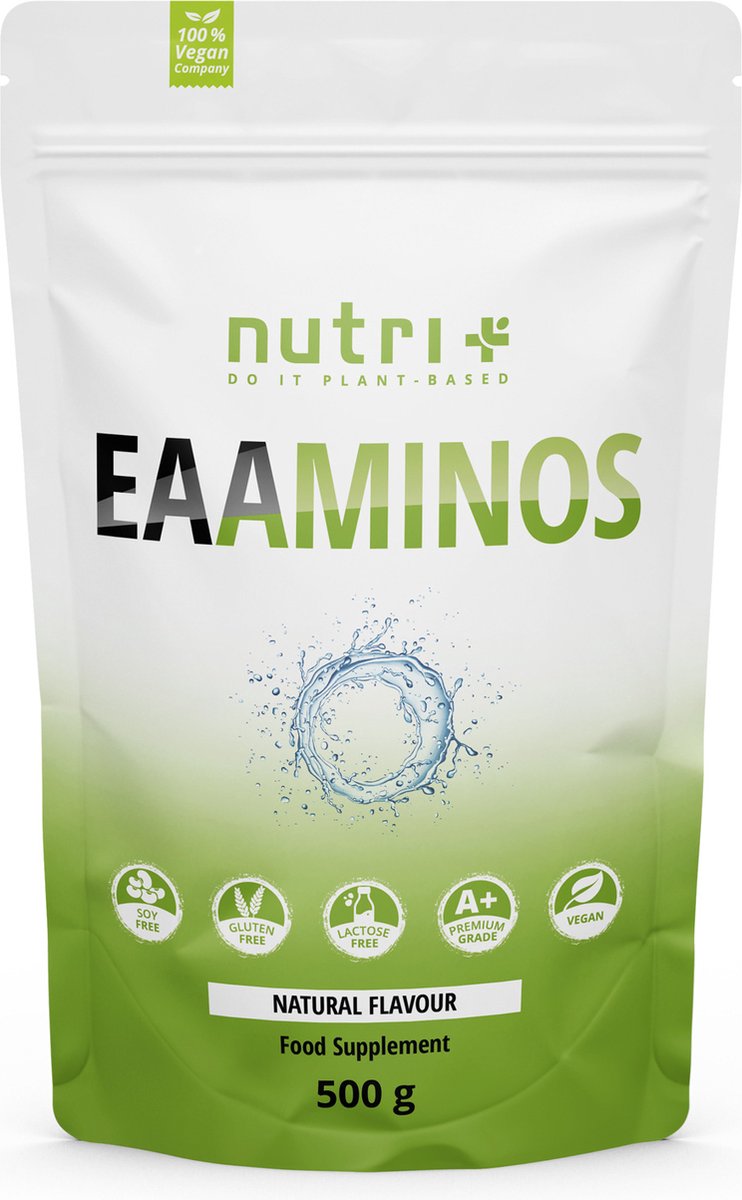 Goedkoopste nutri EAA Poeder Natural - Hoogste Dose - EAA Essential Aminos veganistisch poeder - Essentiële aminozuren - 500 g