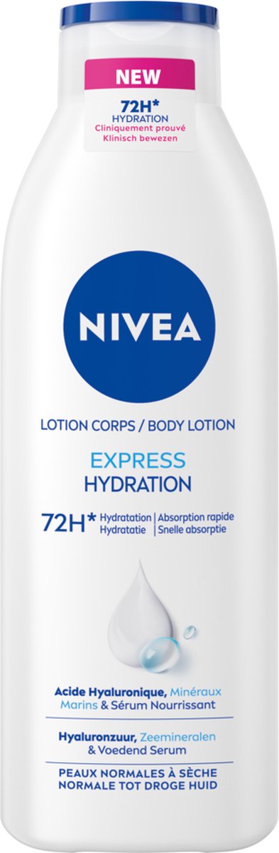 Goedkoopste NIVEA Express Body Milk- Voor Normale tot Droge Huid - Hyaluronzuur en Voeden Serum - 72H Hydraterende Lotion - 250 ml