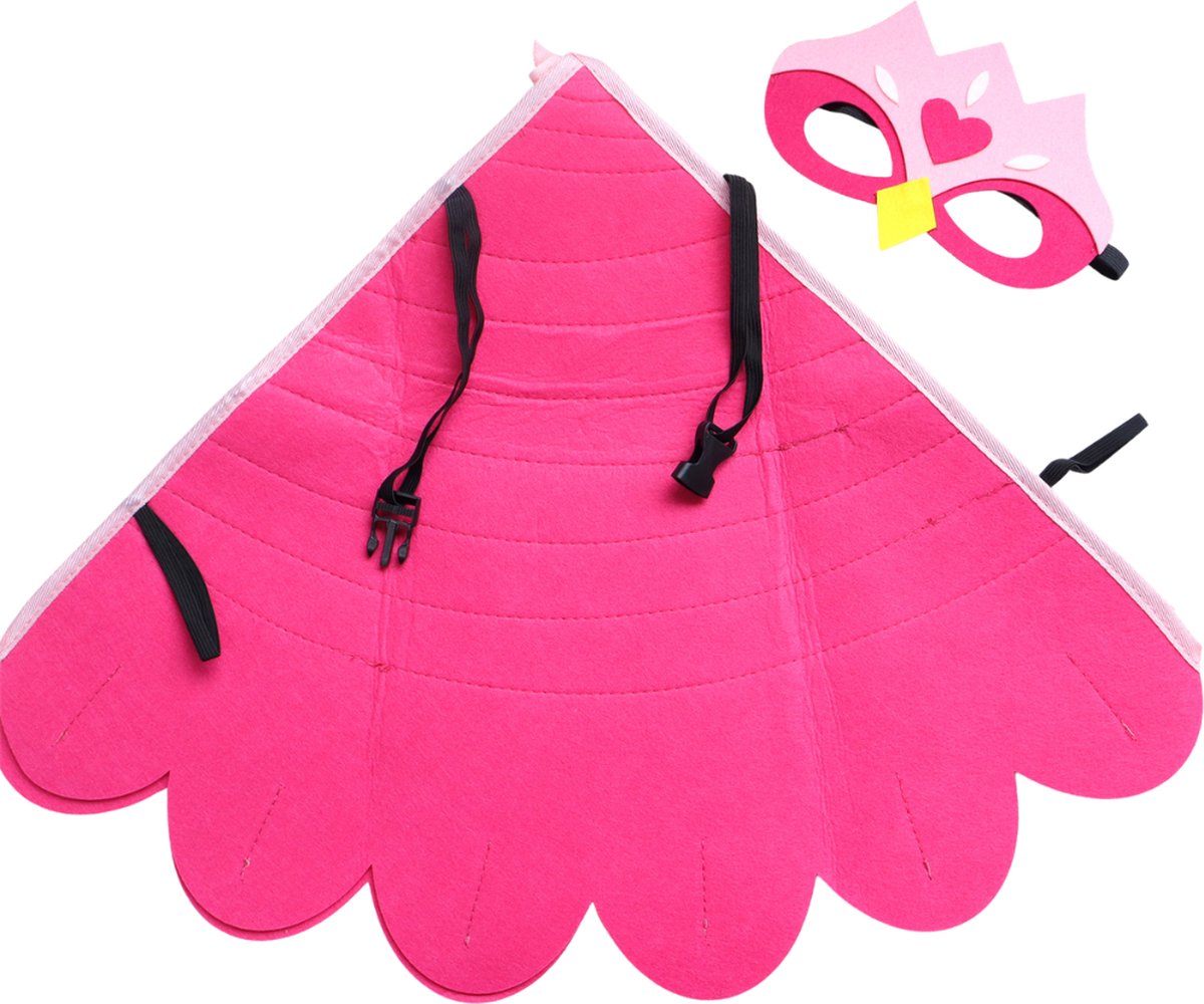 Joya Kids® Vogel Verkleedcape en Masker Roze | Cape met Masker van Vilt | Vilten Verkleedset | Verkleden Paradijsvogel | Meisje en Jongen Verkleedkleding | Cape Set | Carnaval en Halloween Outfit Kinderen — afbeelding 9