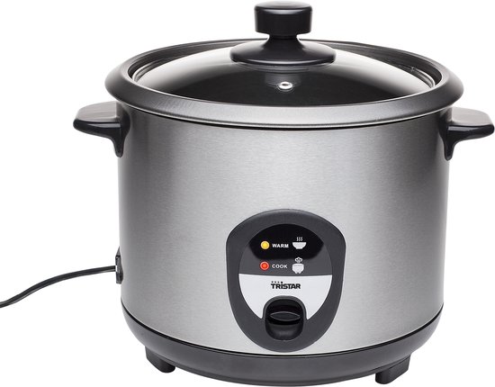 Tristar Rijstkoker RK-6127 - 8 personen - 1,5 Liter - Inclusief gratis lepel, maatbeker en spatel - Droogkookbeveiliging - Warmhoudfunctie - Anti-aanbaklaag - Vaatwasserbestendige onderdelen - RVS