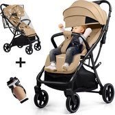 Bol.com Memores Plooibuggy Khaki- Buggy Inklapbaar Inclusief Regenhoes en Bekerhouder - Peuter - Extra licht & Compact voor Vlie... aanbieding