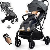 Bol.com Memores Plooibuggy Grijs- Buggy Inklapbaar Inclusief Regenhoes en Bekerhouder - Peuter - Extra licht & Compact voor Vlie... aanbieding