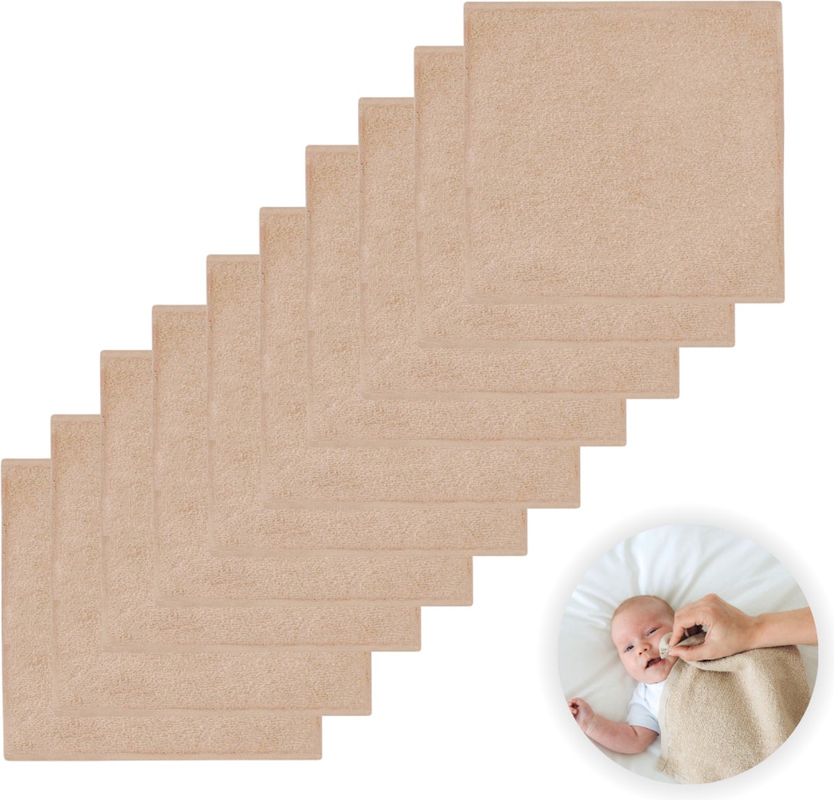 Goedkoopste Funnies Spuugdoekjes 10-Pack Pinkstone - Set van 10 Zachte Spuugdoeken, Monddoekjes, Kwijldoekjes - 30x30 cm - 100 Katoenen Badstof - Absorberend, Sneldrogend en Zacht - Wasmachinebestendig - Perfect voor Gevoelige Babyhuid bij Voeden en Kwijlen