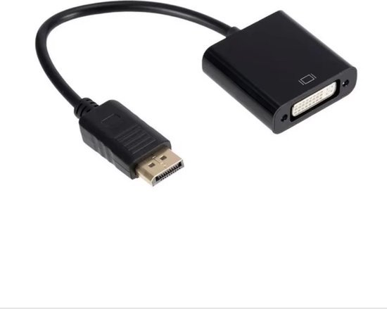 Zwarte DisplayPort naar DVI adapterkabel.