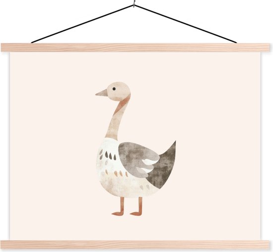 Support pour affiches avec affiche 120 x 90 cm - Affiche scolaire - Oie - Animal - Couleurs pastel - Affiche textile - Lattes vierges