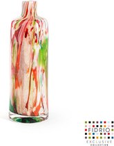 Design vaas Bottled - Fidrio MIXED COLOURS - glas, mondgeblazen bloemenvaas - diameter 8 cm hoogte 25 cm