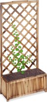 relaxdays plantenbak met klimrek - bloemebak - voor klimplanten - met trellis- gevlamd XL