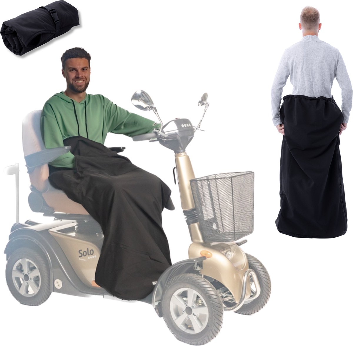 Goedkoopste Belieff Scootmobiel Deken - Beenkleed Scootmobiel - Voetenzak - Scootmobielaccessoires - Wind- en Waterdicht - Fleece - Dichte Zak - Zwart - Medium
