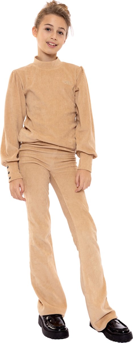 NO WAY MONDAY - Kledingset - Broek Flair - Sweater turtle neck - Rib Katoen - Camel - Maat 128
